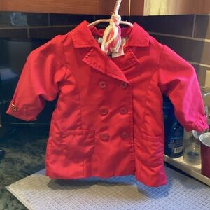 Baby Headquarters Red Trench-style Flannel Lined Coat 18 month